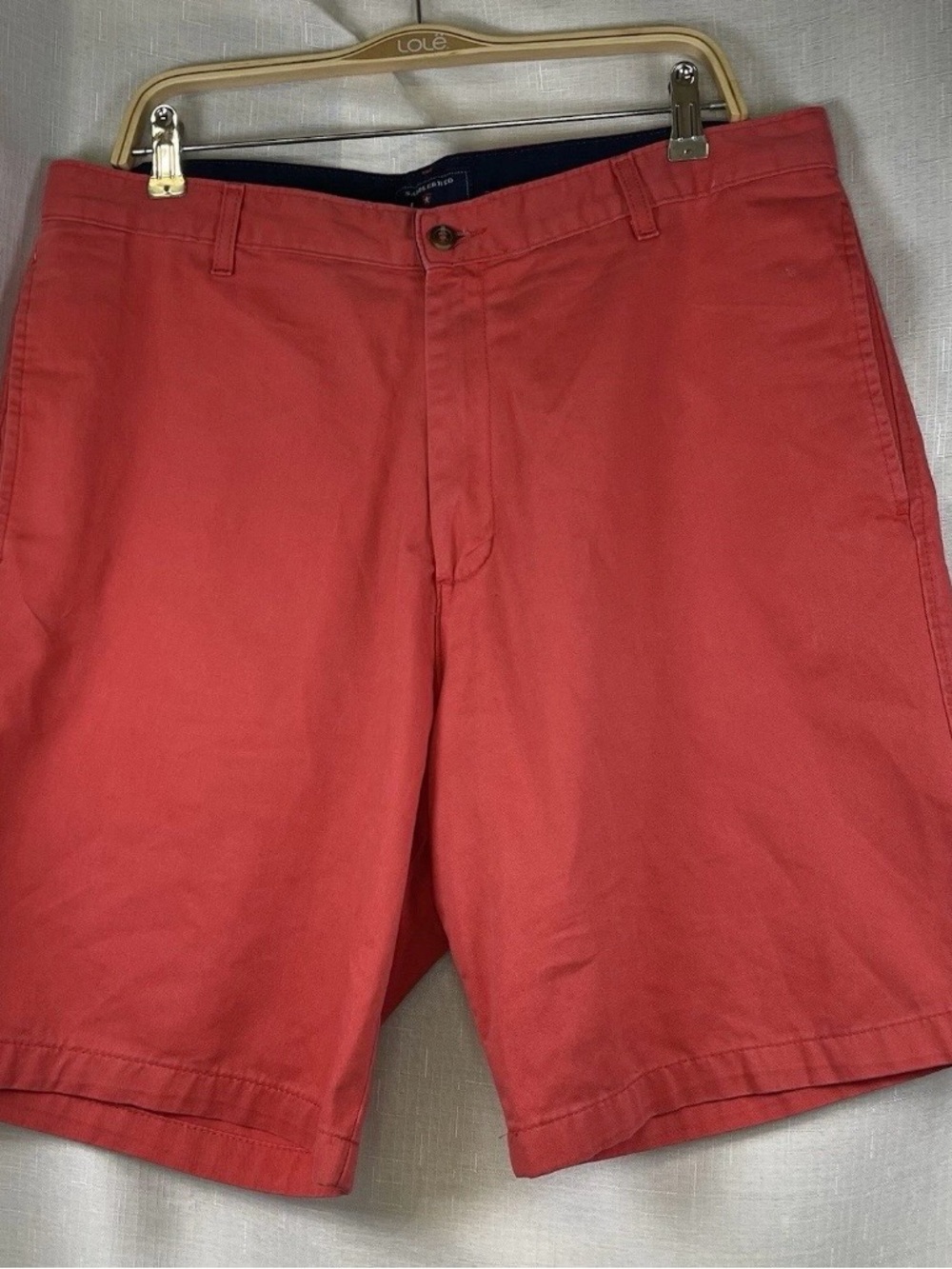 Men's Coral Red Cotton Shorts - Classic Casual Size 36
